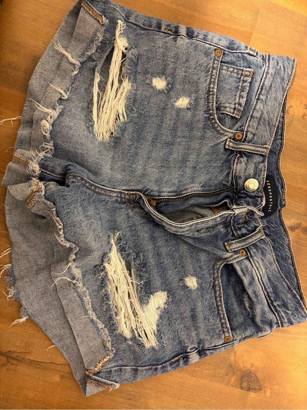 Aeropostale Light Blue Distressed Denim Shorts